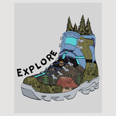 Hiking Boot with Wilderness Scenes DTF Transfer